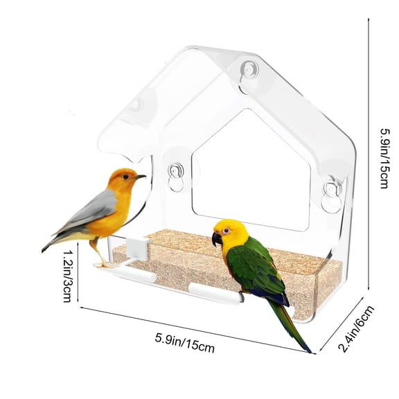 FEOLGEHLY Clear Window Bird Feeder with 3 Extra Strong Suction Cups, Sturdy and Durable Bird Feeding Station for Viewing Wild Birds Outside, as a Gift, Outdoor Birdhouse Box, Home Garden Decor