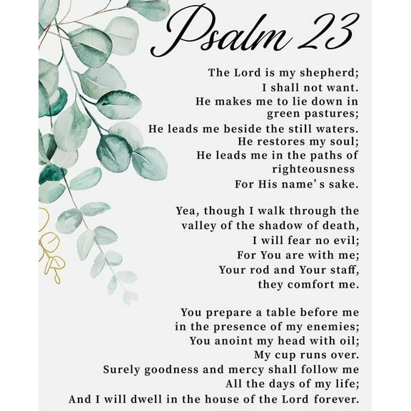 Bible Verse Psalm 23 Christian Gifts, Inspirational Wall Decor, Scripture Wall Art for Modern Home Office Bathroom Bedro poster