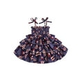 thumbnail image 2 of Aojekbee Baby Girl's 4th of July Dress Star Print Shirred Neck Tie-Up Spaghetti Strap Layered Dress Toddler Summer Clothes, 2 of 10
