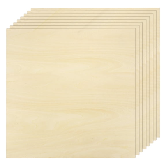 Uxcell 8pcs Basswood Sheet 10" x 10" x 1/16" Thin Unfinished Wood Plywood Boards for Painting Crafts, Laser, Cutting, Engraving