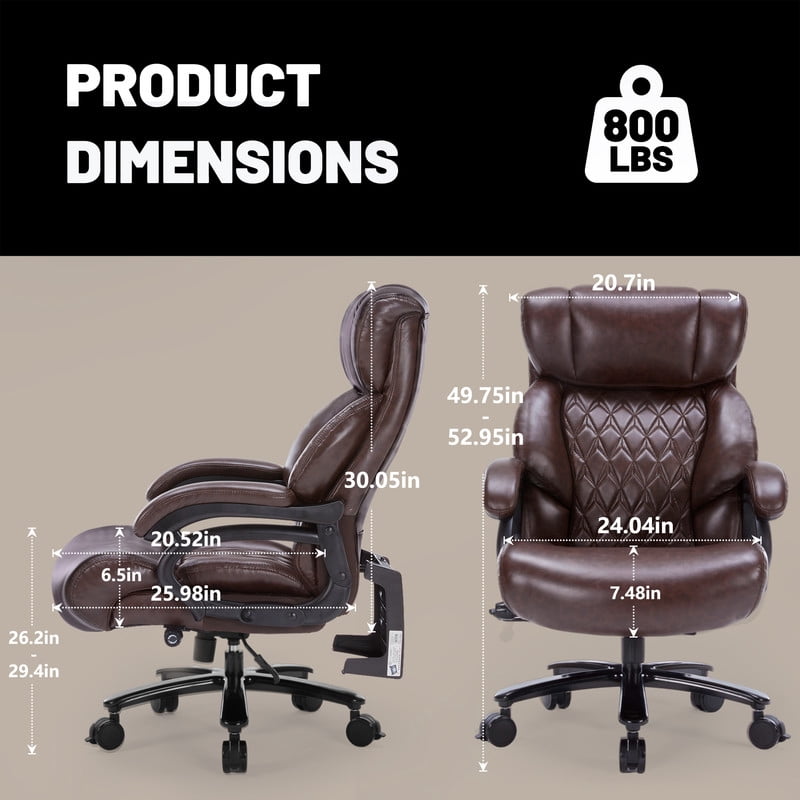 Qusaphy Big and Tall 800 lbs Heavy Duty Executive Office Chair, Ergonomic High Back PU Leather Computer Chair with Massage Footstool
