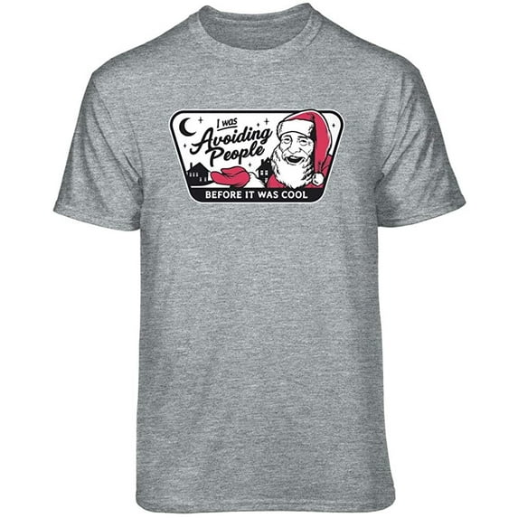 Teelocity Santa Avoid People Graphic T-Shirt (3XL - Standard Fit, Athletic Heather)