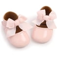 thumbnail image 4 of Baby Girls Mary Jane Flats with Bowknot Flowers,Princess Wedding Dress Ballet Shoes Non-Slip Toddler First Walkers Newborn Crib Shoe, 4 of 7
