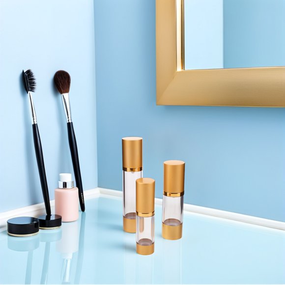 unbranded 3Ud Contenedores Airless Dorados Para Cremas Con Dosificador Para Rutinario Uso Doméstico