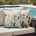 thumbnail image 2 of Outdoor Pillow Covers 26x26 Set of 2, Spring Summer Floral Waterproof Patio Throw Pillow Covers for Couch Sofa Chair, Farmhouse Botanical Flowers Vintage Decorative Pillowcases for Throw Pillows, 2 of 9
