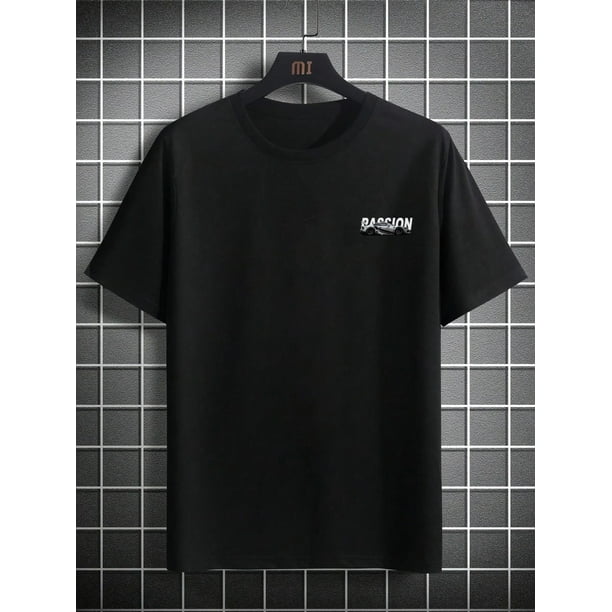 Camiseta gráfica de carreras para hombre - Estampado delantero y trasero del supercoche Passion Racing GT2, corte holgado, manga corta, cuello redondo, tejido 100 % transpirable para verano, uso en ex