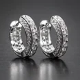 thumbnail image 4 of Fully Iced Paved 14K White Gold Plated 3D Cubic Zirconia Men Women Hoop Earrings, 4 of 9