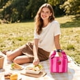 thumbnail image 4 of Clearance Under $5 Striped Insulated Lunch Bag Large Capacity Thermal Tote for Work School Picnic,1PC,Pink, 4 of 4