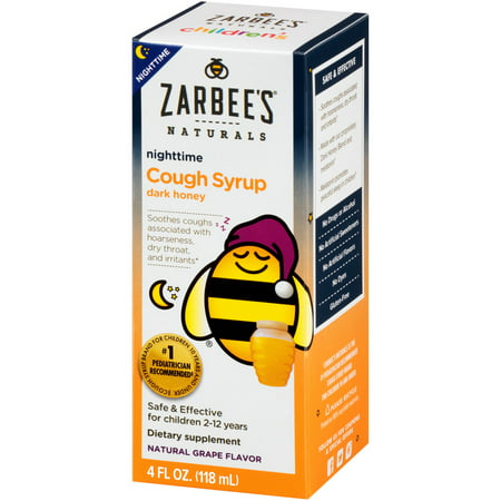 Zarbee's Naturals Children's Cough Syrup with Dark Honey Nighttime, Natural Grape Flavor, 4 Fl. Ounces (1 (Best Cough Syrup In India)