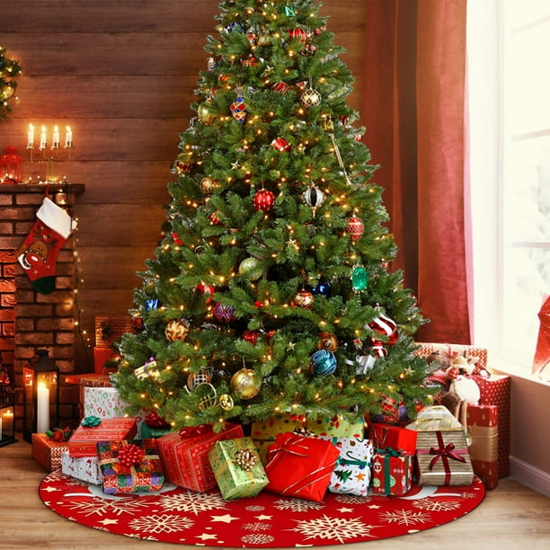 Christmas Tree Skirt Decorations Santa Claus Snowflake Christmas Tree Skirt Exquisite Tree Bottom Decoration Tree Skirt