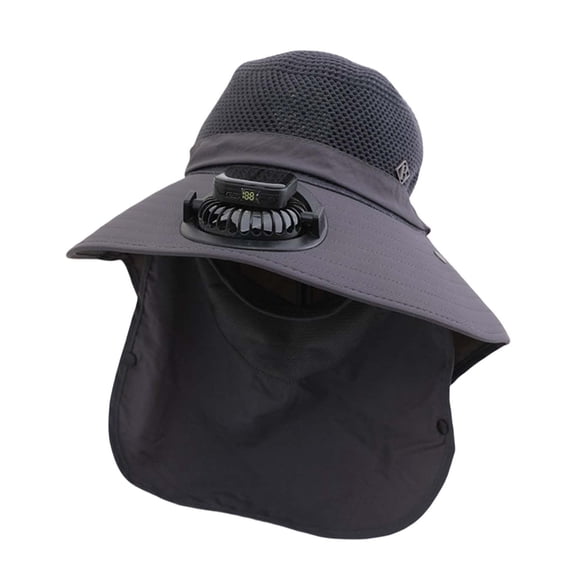 Sun Hat , Womens Beach Hat , Black Sun Hat Solar Fan Bucket Hat For Outdoor Sports With UPF50  Sun Wide Brim Summer Fishing Hat Technology For Men And Women