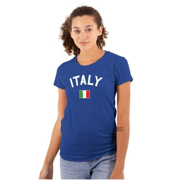 Italian Flag Italy Soccer Fan Pride Womens Slim Fit Graphic Tee Brisco Brands S