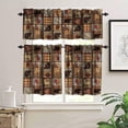 thumbnail image 3 of Retro Moose Deer Valance and Tier Set, Rustic Lodge Cabin Elk Small Half Window Tier Curtain, Valance Window Treatment Decor for Kitchen/Bedroom 52x18 & 27x24x2, 3 Panel, 3 of 4