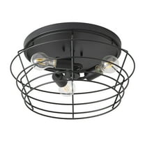3-Light Industrial Ceiling Light,Matte Black Close to Ceiling Light, Retro Semi Flush Mount Ceiling Light Fixture