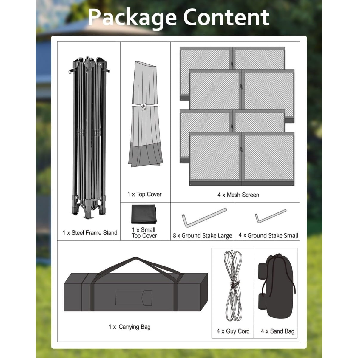 12' x 12' Outdoor Gazebo Shelter, Pop Up Heavy Duty Double Roof Patio Gazebo with Netting and Curtains, Outdoor Patio Canopy for Lawn, Garden, Backyard, Deck