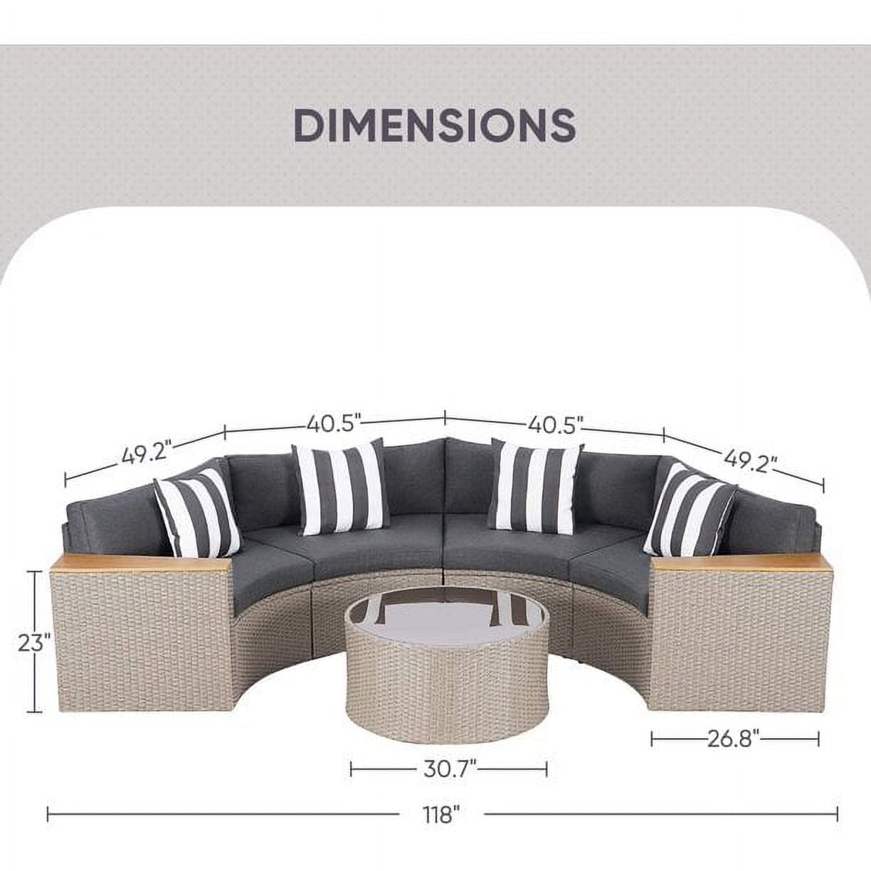SOLAURA 5-Piece Outdoor Patio Furniture Gray Wicker Sectional Sofa Set