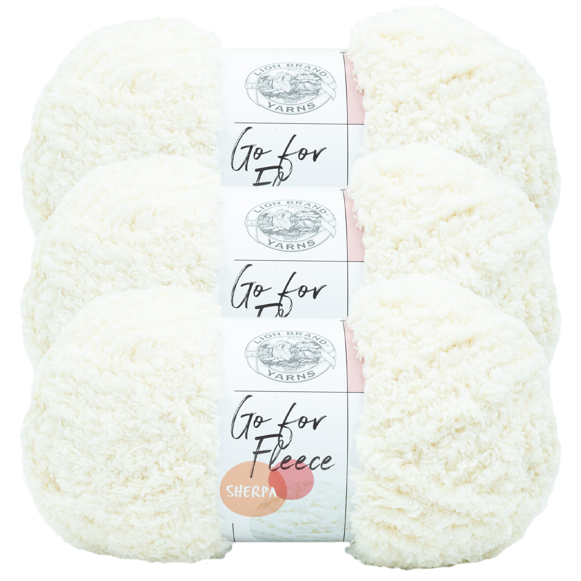 Lion Brand Yarn Go for Fleece Sherpa Cream Super Soft Sherpa Jumbo