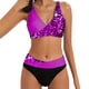 thumbnail image 1 of Gibobby Conjunto de Traje de Baño para Mujer Bikini sexy para mujer Cintura alta Estampado de puntos Estación independiente Traje de baño dividido(Morado,CH), 1 of 4