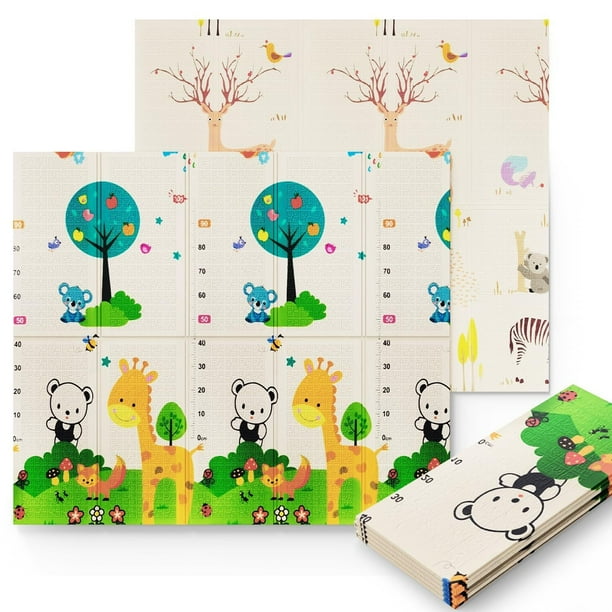 Tapete para Bebé Plegable Doble Vista,Tamaño de 2 m x 1.5 m,Tapete de Juegos para Niños Material XPE Impermeable y Antideslizante,Perfecto para Aprender a Caminar,Jugar y Tiempo Boca Abajo (N)