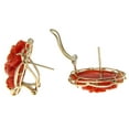 thumbnail image 4 of Genuine natural carved red coral flower earrings 14k gold omega french clip, 4 of 5