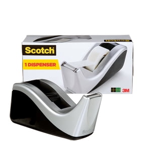 Scotch Desktop Tape Dispenser, Silver and Black