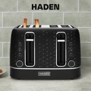 Haden Starbeck 4 Slice Wide Slot Stainless Steel Toaster, Black & Chrome