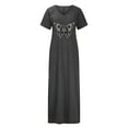 thumbnail image 4 of SMihono Summer Boho Maxi Dress pour Femmes Plus Size Décontracté Imprimé Col Rond Manches Courtes Poche Fendue Longue Dress Beach Swing Sundress, 4 of 8
