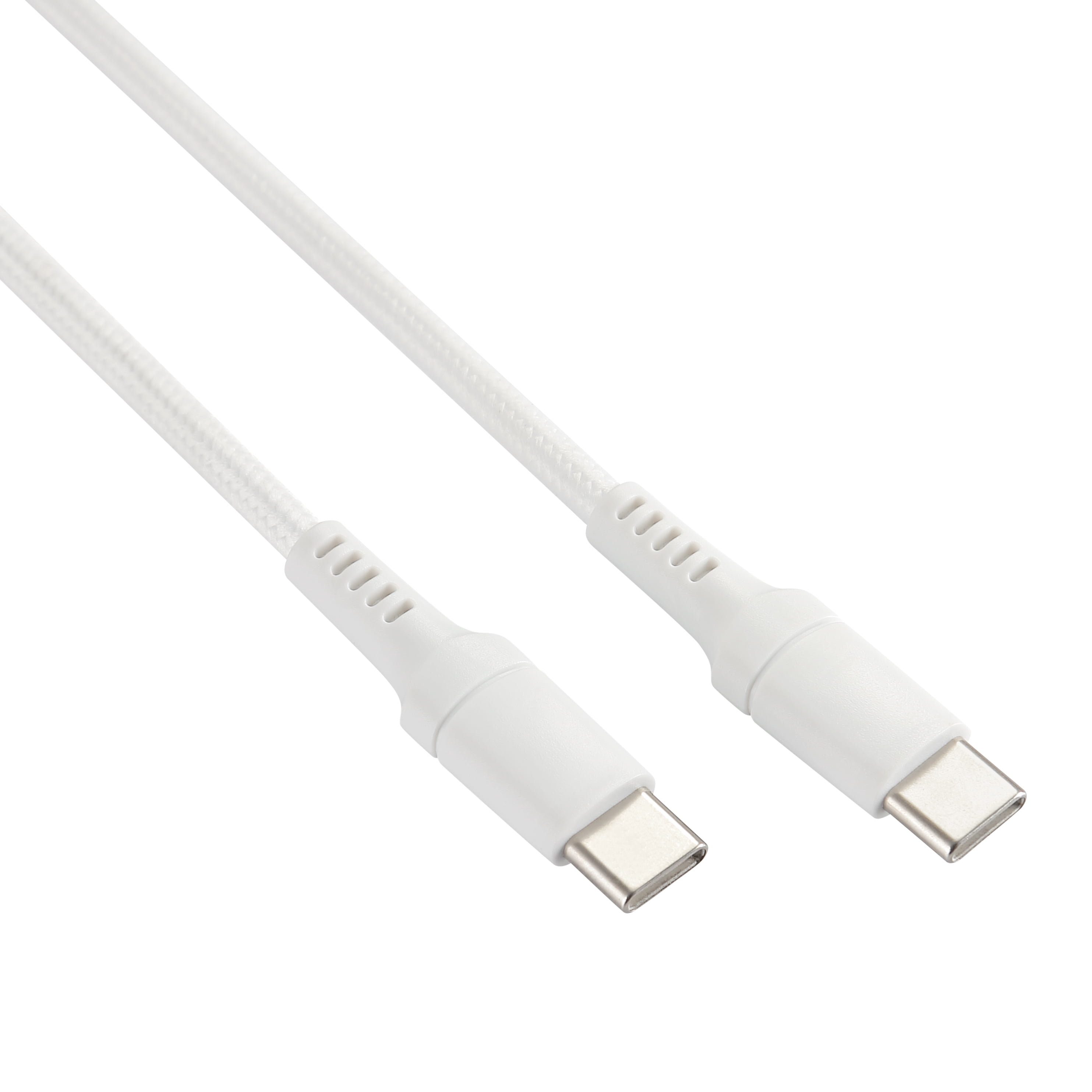 onn. 3 Ft 60W Braided C-C Cable, White
