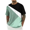 thumbnail image 2 of Yanghang Tops Men Mens T-Shirts Men's Casual Short Sleeved Geometric Printed Round Neck Off Shoulder Top Shirts For Men, 2 of 5