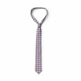 thumbnail image 3 of Geometric Necktie, Ornamental Grid Pattern, Dress Tie, 3.7", Purplegrey Pink Bluegrey, by Ambesonne, 3 of 3