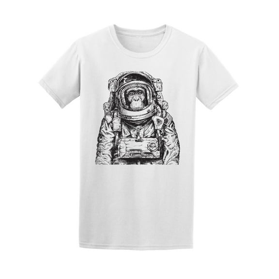 Hand Drawn Monkey Astronaut Tee Men's -Image by Shutterstock