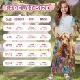 thumbnail image 7 of Uourmeti Girls Dress with Highland Cow Oil Painting Print Short Sleeve Round Neck Casual Maxi Dresses with Pockets Summer Long Sundress for Kids, Size 11-12 Years, 7 of 7