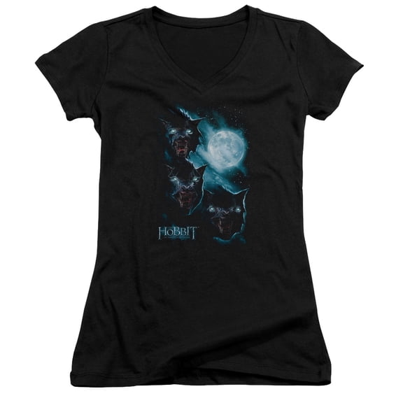 The Hobbit Three Warg Moon Junior Women's V-Neck T-Shirt Black