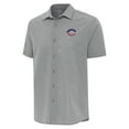 thumbnail image 2 of Men's Antigua Gray Cincinnati Reds Activate Stars and Stripes Team Logo Short Sleeve Button-Up Shirt, 2 of 3
