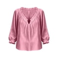 thumbnail image 4 of VBVC Women's Cotton Linen V Neck Blouse , Ladies' Boho Ruffle Long Sleeve Tunic Top , Casual Summer Vacation Shirts For Women, S-2XL, 4 of 6