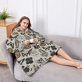 thumbnail image 5 of Oversized Wearable Blanket Hoodie,Beige Gothic Skull Pumpkin Rose Pattern Sherpa Blanket Hoodie with Super Pockets,Super Warm Fuzzy Pullover for Women & Men, 5 of 6