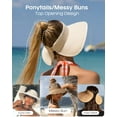 thumbnail image 3 of YEKEYI Sun Hats for Women Wide Brim Beach Hat Straw Visor Ponytail Summer UV Packable Foldable Beach Vacation Essentials, 3 of 8