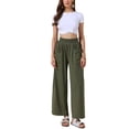 thumbnail image 2 of Women's Wide Leg Pants for Women High Elastic Waist Baggy Palazzo Casual Pant XS Green, 2 of 6
