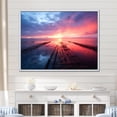 thumbnail image 2 of Designart "Beach Horizon Pier Sunset in Pink and Blue I" Oversized Coastal Framed Wall Art - Coastal Blue Coastal Pier Living Room Framed Canvas Art, 2 of 7