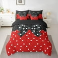 thumbnail image 2 of Homewish Boys Girls Kawaii Bow Knot Bedding Comforter Set 7 Pieces,Polka Dots Full Bedding Set Lightweight,Black Red Fitted Sheet Flat Sheet,Breathable Home Decor,Reversible, 2 of 8