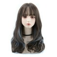 Wig Women Long Hair Fashion Blue Highlights Gradient Big Wave Hair Set