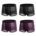 thumbnail image 1 of 4 unids/lote de ropa interior para hombre, Boxer para hombre, Boxershorts de malla de seda helada, bragas de talla grande, calzoncillos transpirables sexis de verano 40-100KG, 1 of 5