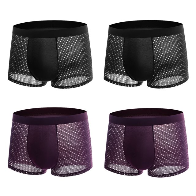 4 unids/lote de ropa interior para hombre, Boxer para hombre, Boxershorts de malla de seda helada, bragas de talla grande, calzoncillos transpirables sexis de verano 40-100KG