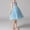 Light Blue, variant on Girls' Summer Short Sleeve Dress with Ruffled Lace Embroidery and Bow Detail