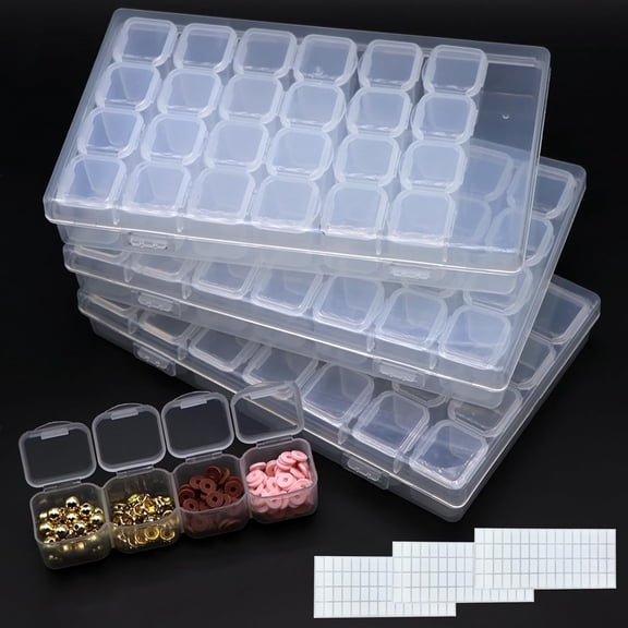 ACDANC Diamond Painting Bead Storage Containers,3 Pack 84 Slots Plastic Craft Organizer Case Diamond Storage Box Accessories Containers Adjustable Bead Case