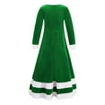 thumbnail image 2 of YONGHS Kids Girls Christmas Santa Mrs Claus Cosplay Costume Long Sleeve Velvet Xmas Party Maxi Dress Green 10, 2 of 5
