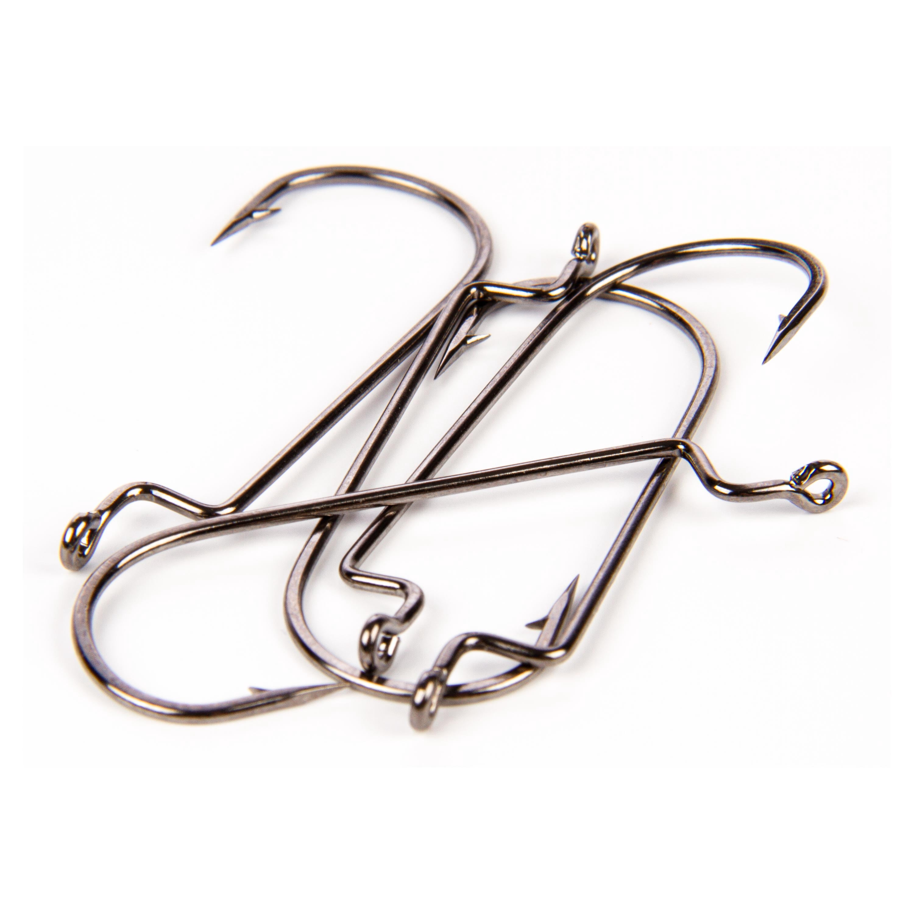 (10 pack) Ozark Trail Offset Worm Fishing Hooks, Size 2/0, High-Carbon Steel, 5-Pack