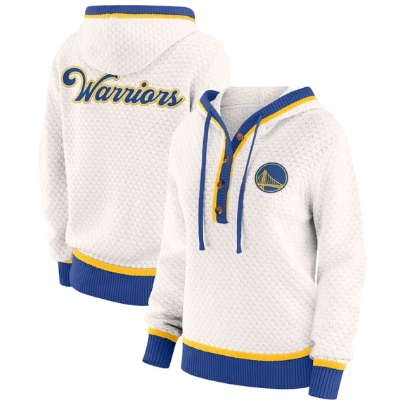 Women's WEAR by Erin Andrews Cream Golden State Warriors Plus Size Hoodie Sweater