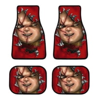 Chucky Horror Movie Car Floor Mats 4PC Set Anti Skid Vehicle Floor Mat Car Carpet for Front Rear Seats Universal Auto Interior Accessories