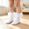 thumbnail image 2 of Abcomgle Ruffle Socks Lace Frilly Ankle Dress Socks For Girls | 1-8 Years Old Princess Growing School Party Outfit Flower Girl Church Socks White, 2 of 4